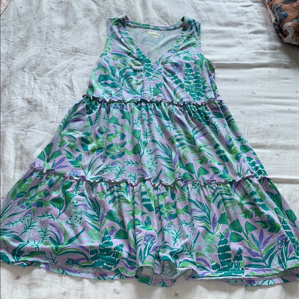 Lilly Pulitzer Blue Green Ruffled Tiered Sundress